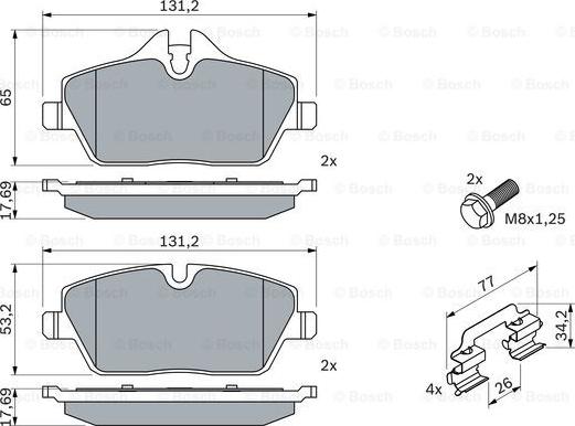 BOSCH 0 986 494 588 - Тормозные колодки, дисковые, комплект avtokuzovplus.com.ua