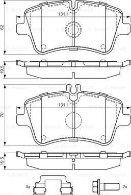 BOSCH 0 986 494 607 - Гальмівні колодки, дискові гальма autocars.com.ua