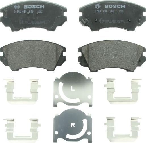 BOSCH 0 986 494 609 - Гальмівні колодки, дискові гальма autocars.com.ua