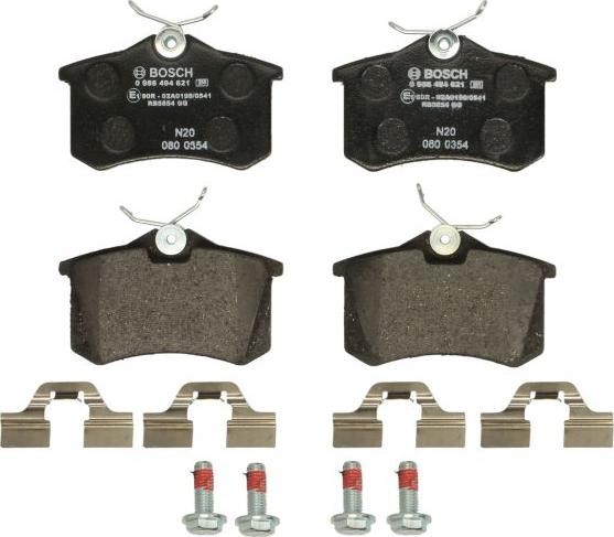 BOSCH 0 986 494 621 - Гальмівні колодки, дискові гальма autocars.com.ua