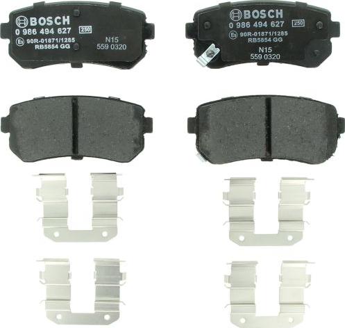 BOSCH 0 986 494 627 - Гальмівні колодки, дискові гальма autocars.com.ua