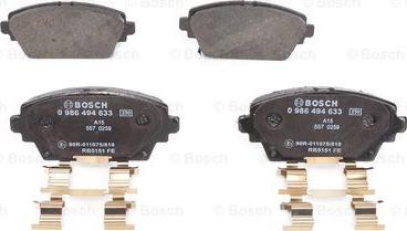 BOSCH 0 986 494 633 - Тормозные колодки, дисковые, комплект avtokuzovplus.com.ua