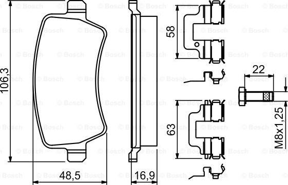 BOSCH 0 986 494 641 - Гальмівні колодки, дискові гальма autocars.com.ua