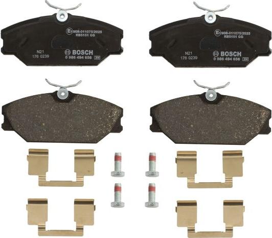BOSCH 0 986 494 656 - Гальмівні колодки, дискові гальма autocars.com.ua