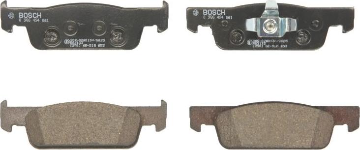 BOSCH 0 986 494 661 - Гальмівні колодки, дискові гальма autocars.com.ua