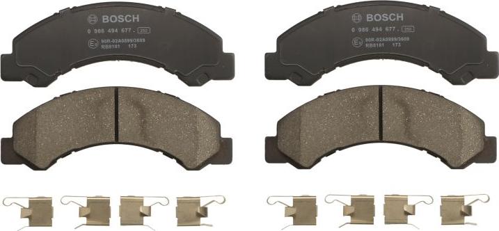 BOSCH 0 986 494 677 - Гальмівні колодки, дискові гальма autocars.com.ua