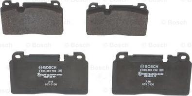 BOSCH 0 986 494 702 - Тормозные колодки, дисковые, комплект avtokuzovplus.com.ua