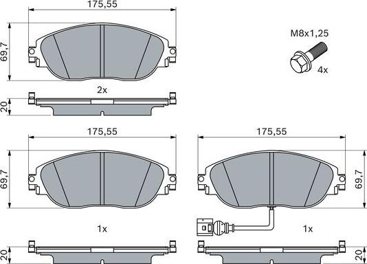 BOSCH 0 986 494 704 - Гальмівні колодки, дискові гальма autocars.com.ua