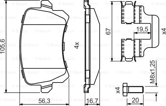 BOSCH 0 986 494 731 - Тормозные колодки, дисковые, комплект avtokuzovplus.com.ua