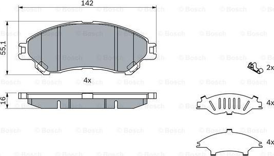 BOSCH 0 986 494 742 - Тормозные колодки, дисковые, комплект avtokuzovplus.com.ua