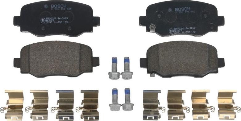 BOSCH 0 986 494 745 - Гальмівні колодки, дискові гальма autocars.com.ua
