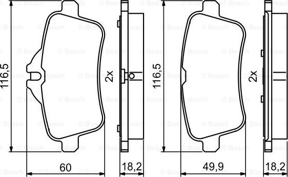 BOSCH 0 986 494 783 - Тормозные колодки, дисковые, комплект avtokuzovplus.com.ua