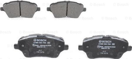 BOSCH 0 986 494 792 - Тормозные колодки, дисковые, комплект autodnr.net