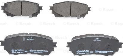 BOSCH 0 986 494 793 - Гальмівні колодки, дискові гальма autocars.com.ua