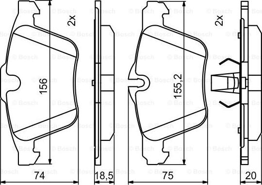 BOSCH 0 986 494 808 - Гальмівні колодки, дискові гальма autocars.com.ua