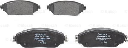 BOSCH 0 986 494 817 - Гальмівні колодки, дискові гальма autocars.com.ua