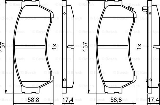 BOSCH 0 986 494 860 - Гальмівні колодки, дискові гальма autocars.com.ua