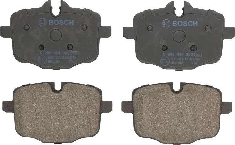 BOSCH 0 986 494 900 - Гальмівні колодки, дискові гальма autocars.com.ua