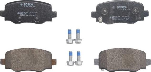 BOSCH 0 986 494 930 - Гальмівні колодки, дискові гальма autocars.com.ua