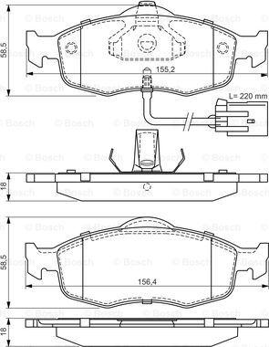 BOSCH 0 986 495 003 - Гальмівні колодки, дискові гальма autocars.com.ua