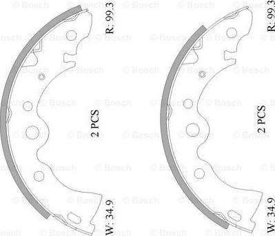 BOSCH 0 986 AB1 580 - Комплект гальм, барабанний механізм autocars.com.ua