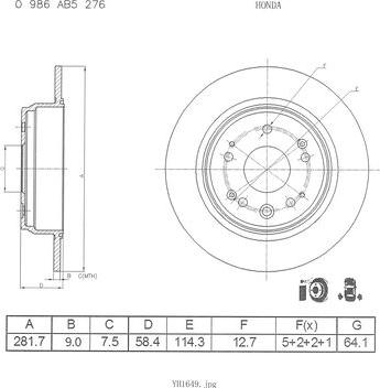 BOSCH 0 986 AB5 276 - Гальмівний диск autocars.com.ua