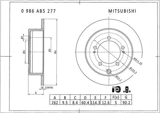 BOSCH 0 986 AB5 277 - Тормозной диск avtokuzovplus.com.ua