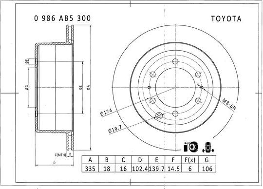 BOSCH 0 986 AB5 300 - Тормозной диск avtokuzovplus.com.ua