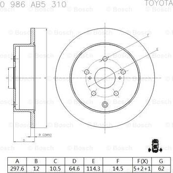 BOSCH 0 986 AB5 310 - Гальмівний диск autocars.com.ua