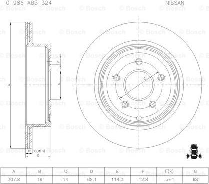 BOSCH 0 986 AB5 324 - Тормозной диск avtokuzovplus.com.ua