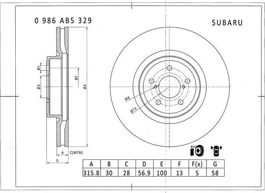 BOSCH 0 986 AB5 329 - Тормозной диск avtokuzovplus.com.ua