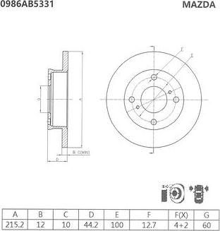 BOSCH 0 986 AB5 331 - Гальмівний диск autocars.com.ua