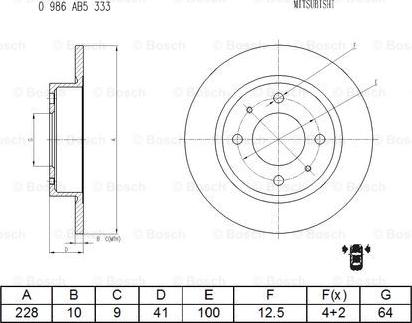 BOSCH 0 986 AB5 333 - Гальмівний диск autocars.com.ua