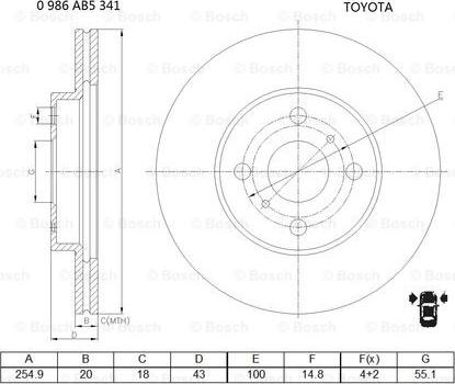 BOSCH 0 986 AB5 341 - Тормозной диск avtokuzovplus.com.ua