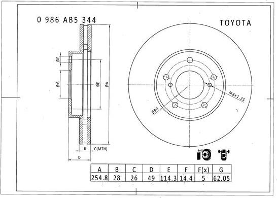 BOSCH 0 986 AB5 344 - Тормозной диск avtokuzovplus.com.ua