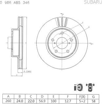 BOSCH 0 986 AB5 346 - Гальмівний диск autocars.com.ua