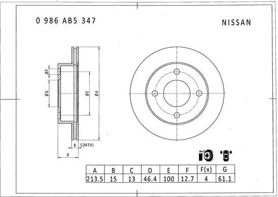 BOSCH 0 986 AB5 347 - Тормозной диск avtokuzovplus.com.ua