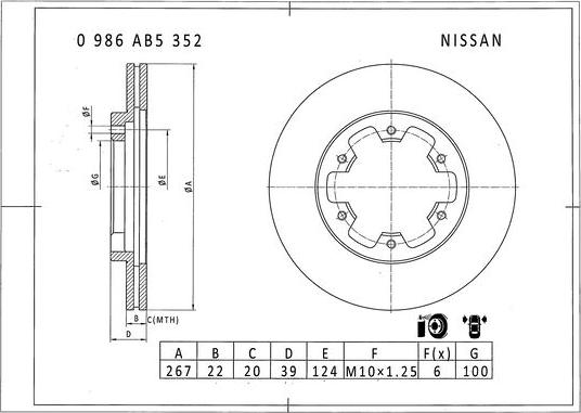 BOSCH 0 986 AB5 352 - Тормозной диск avtokuzovplus.com.ua