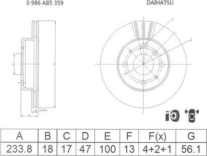 BOSCH 0 986 AB5 359 - Гальмівний диск autocars.com.ua