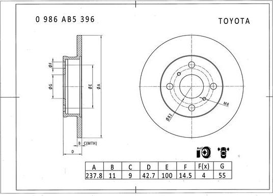 BOSCH 0 986 AB5 396 - Гальмівний диск autocars.com.ua