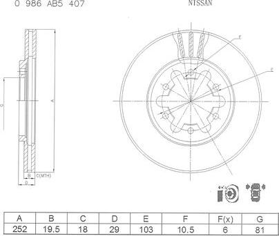 BOSCH 0 986 AB5 407 - Гальмівний диск autocars.com.ua