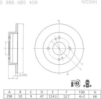 BOSCH 0 986 AB5 409 - Гальмівний диск autocars.com.ua