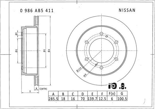 BOSCH 0 986 AB5 411 - Тормозной диск avtokuzovplus.com.ua