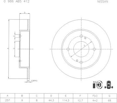 BOSCH 0 986 AB5 412 - Тормозной диск avtokuzovplus.com.ua