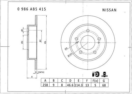 BOSCH 0 986 AB5 415 - Тормозной диск avtokuzovplus.com.ua