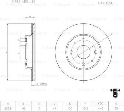 BOSCH 0 986 AB5 430 - Гальмівний диск autocars.com.ua