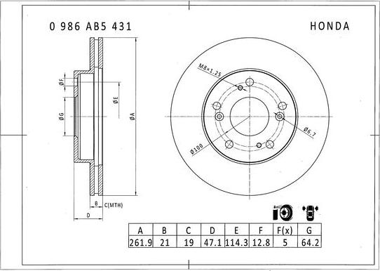 BOSCH 0 986 AB5 431 - Тормозной диск avtokuzovplus.com.ua