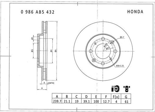 BOSCH 0 986 AB5 432 - Гальмівний диск autocars.com.ua