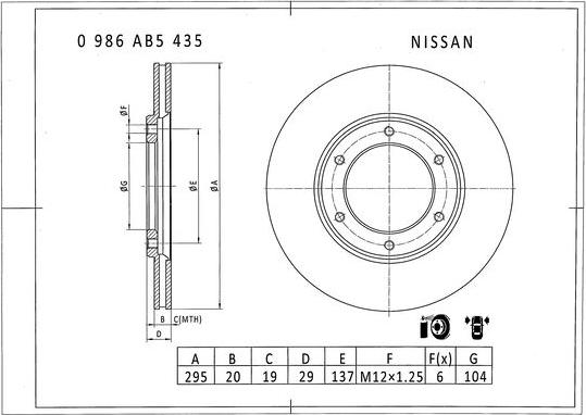 BOSCH 0 986 AB5 435 - Тормозной диск avtokuzovplus.com.ua