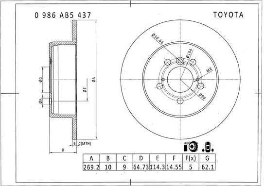 BOSCH 0 986 AB5 437 - Тормозной диск avtokuzovplus.com.ua